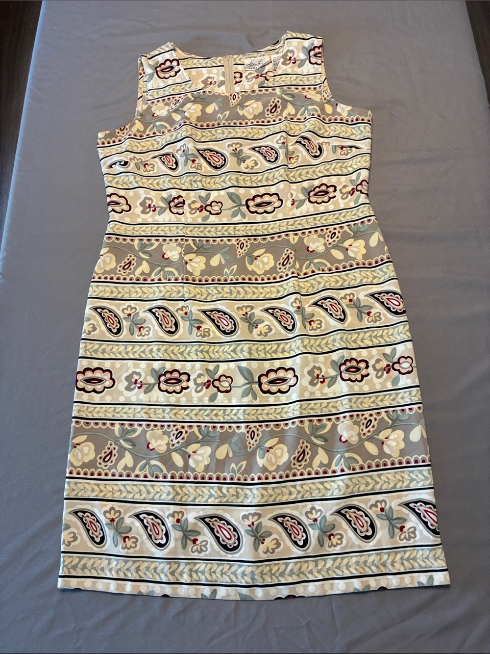 Kathie Lee Collection Neutral Paisley & Floral Sheath Dress